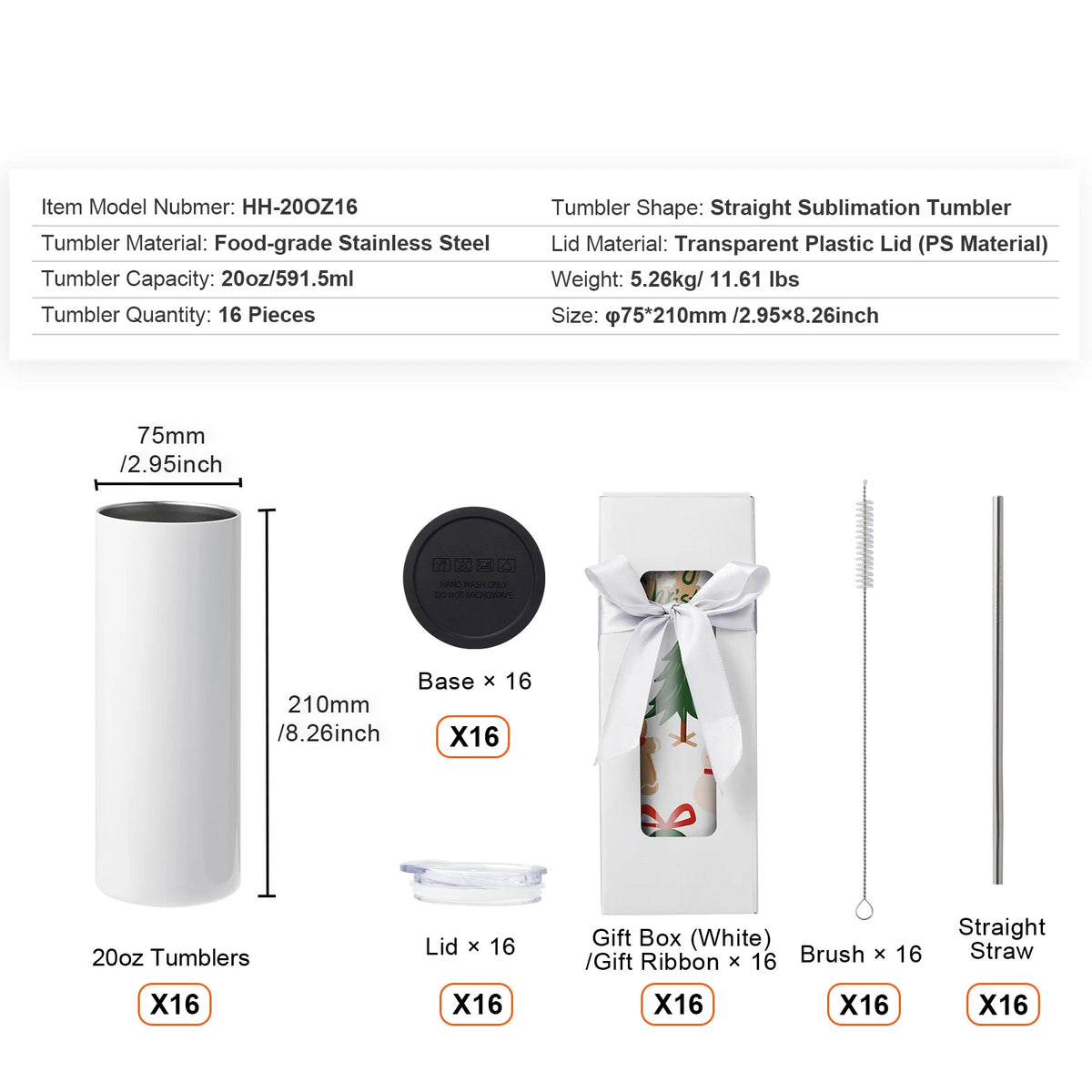 SucceBuy Double Wall Stainless Steel Sublimation Tumblers