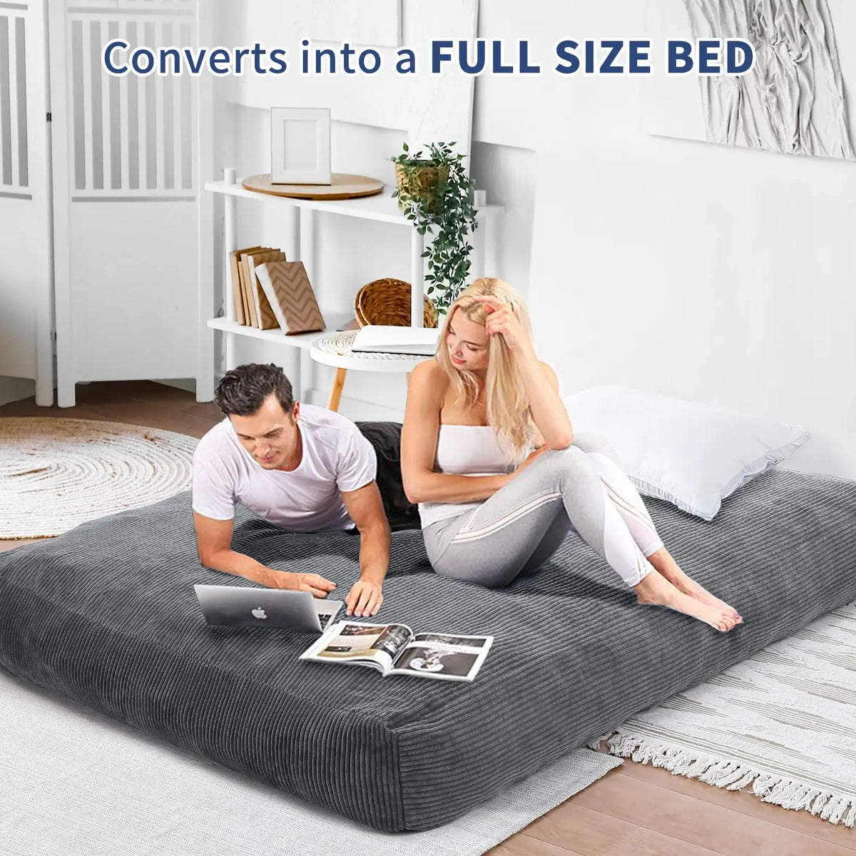 HiMISS Convertible Bean Bag Chair Bed With Washable Cover