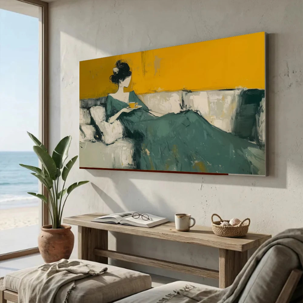 Bimoyear Hand Drawn Abstract Oil Canvas Painting Modern Figure Decor