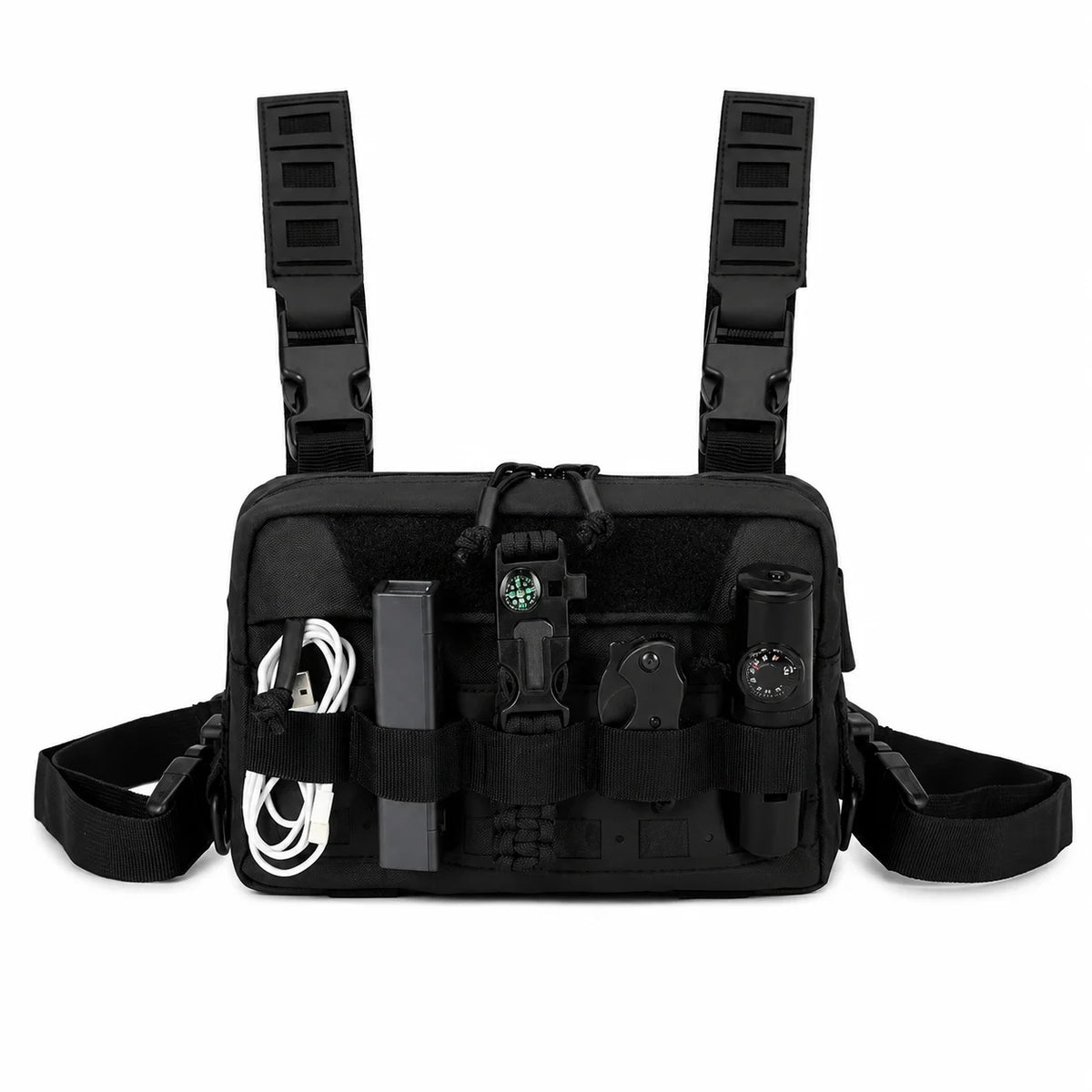 Tactical Nylon Molle Chest Pack Hiking Camping EDC Vest