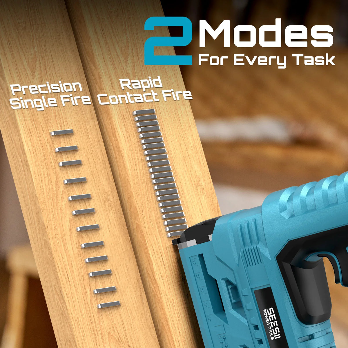 Seesii Cordless Brad Nail Gun With Two Lithium Batteries