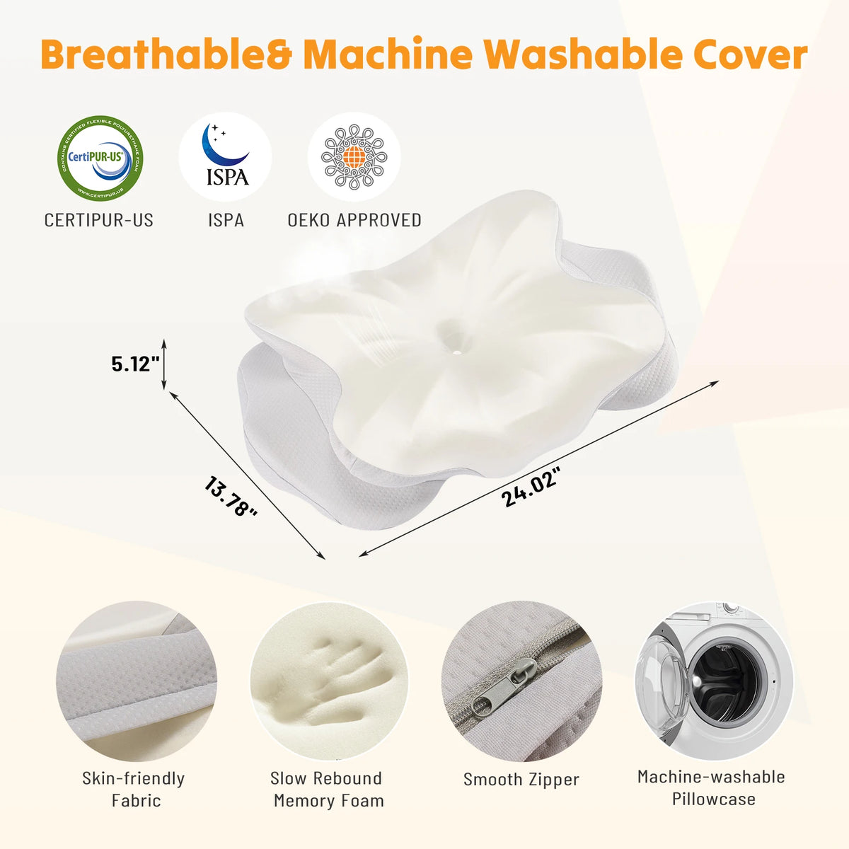 JHK Ergonomic Cooling Memory Foam Cervical Pillow for Neck Relief