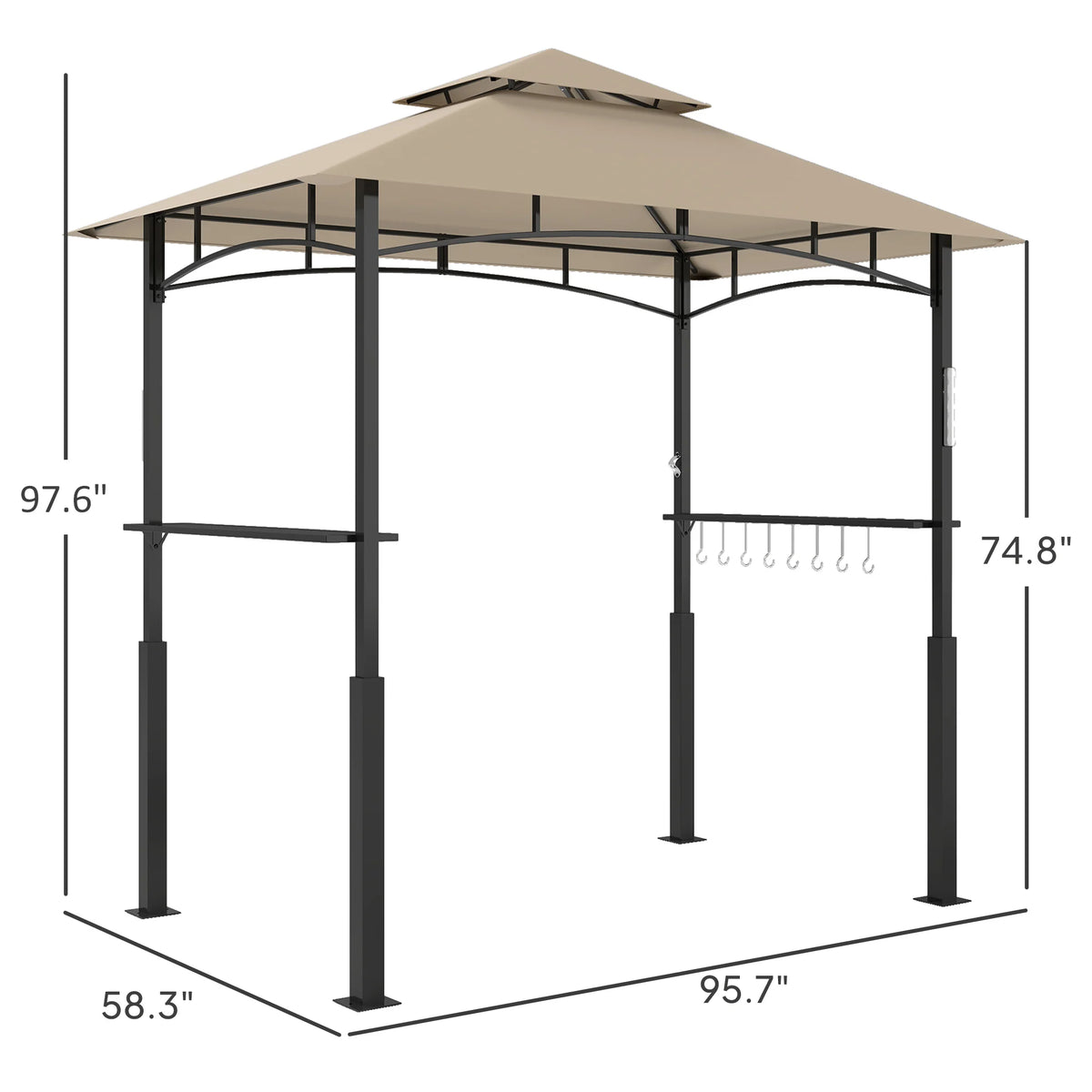 Outsunny Two Tier Outdoor Grill Gazebo With Flame Retardant Canopy