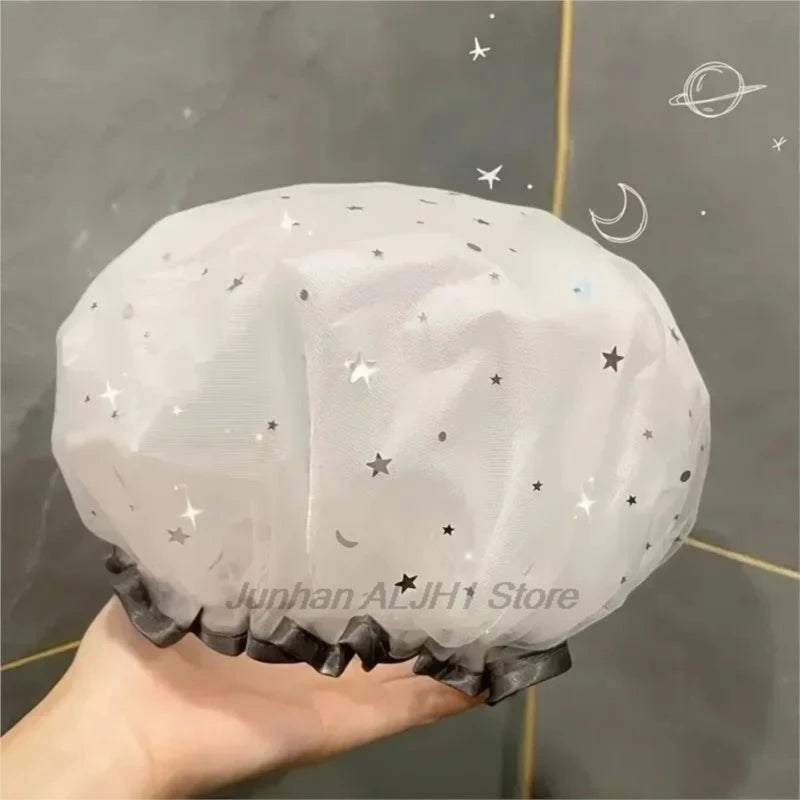 Double Layer Waterproof Shower Cap Reusable Pvc Bathing Hat