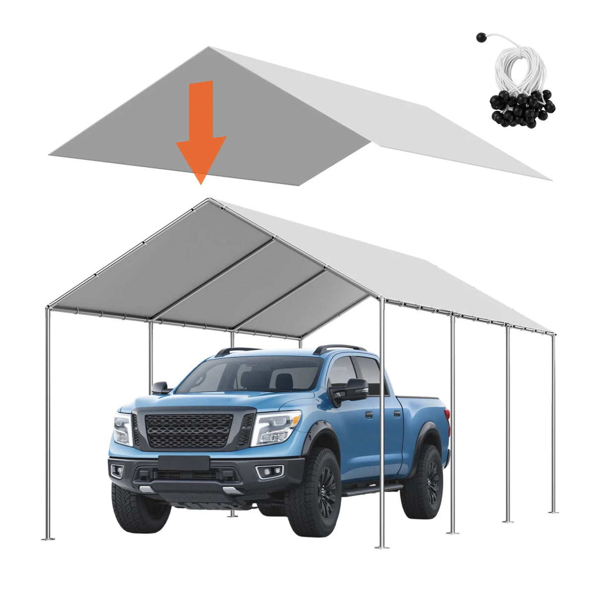 SucceBuy Heavy Duty Waterproof Carport Replacement Shelter Cover