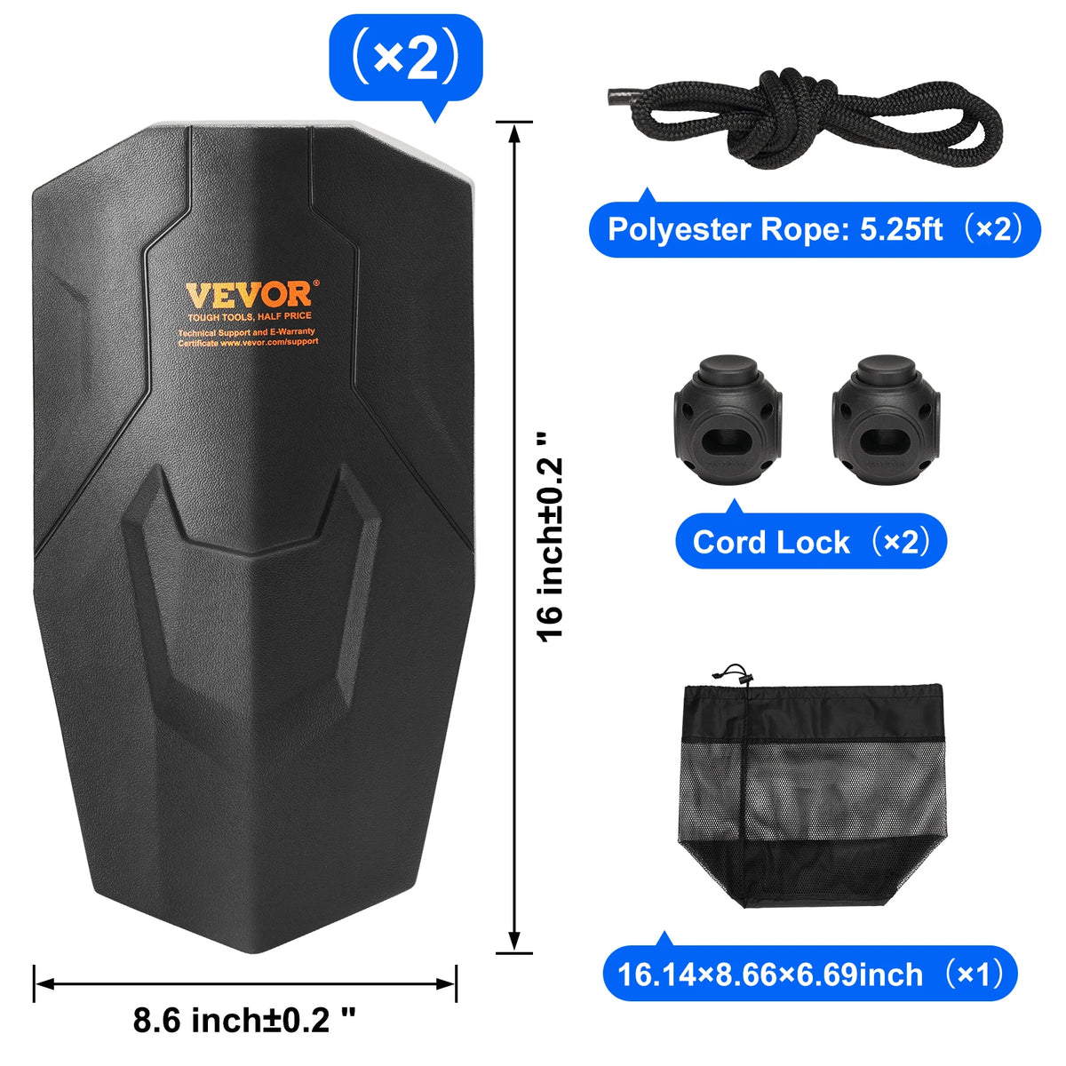 SucceBuy Inflatable Ribbed Boat Dock Fender With Pump And Ropes