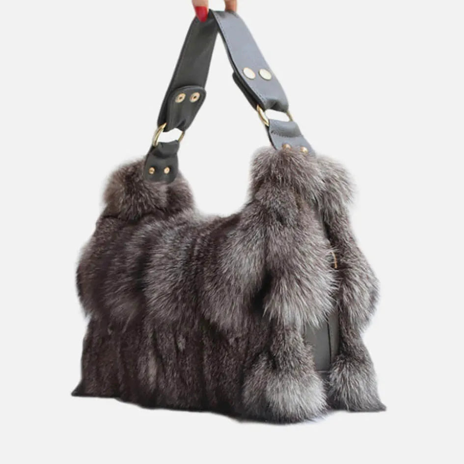 Women's Real Fur Tote Bag With Luxurious Shoulder Style