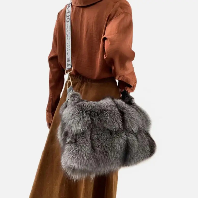 Women's Real Fur Tote Bag With Luxurious Shoulder Style