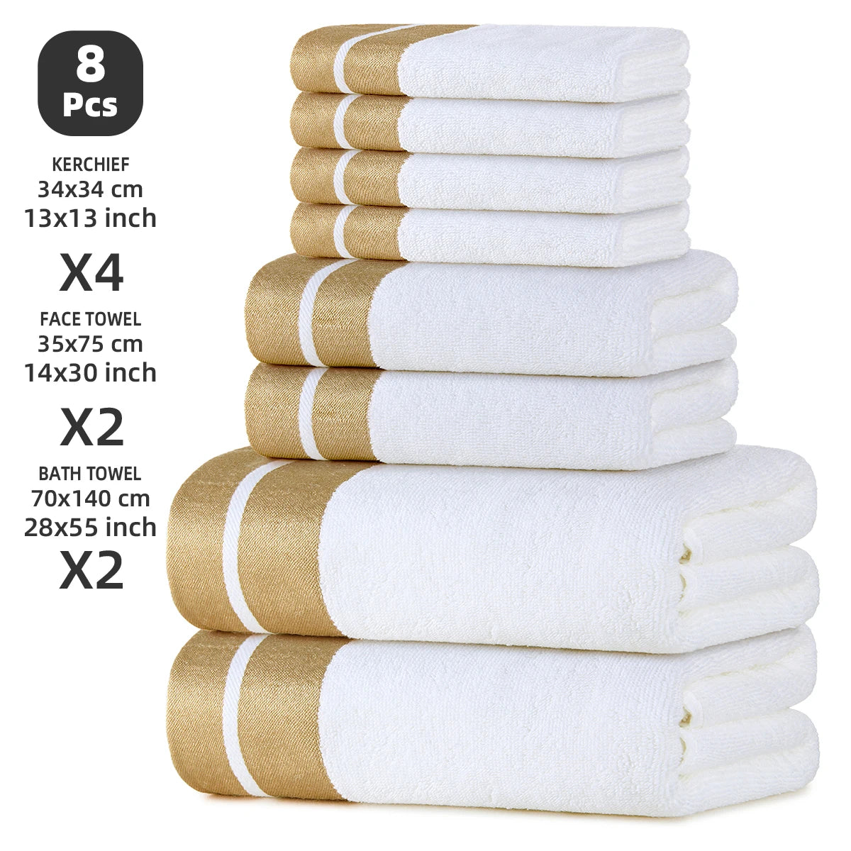 Luxury Cotton Bath Towel Set Soft Absorbent Everyday Towels