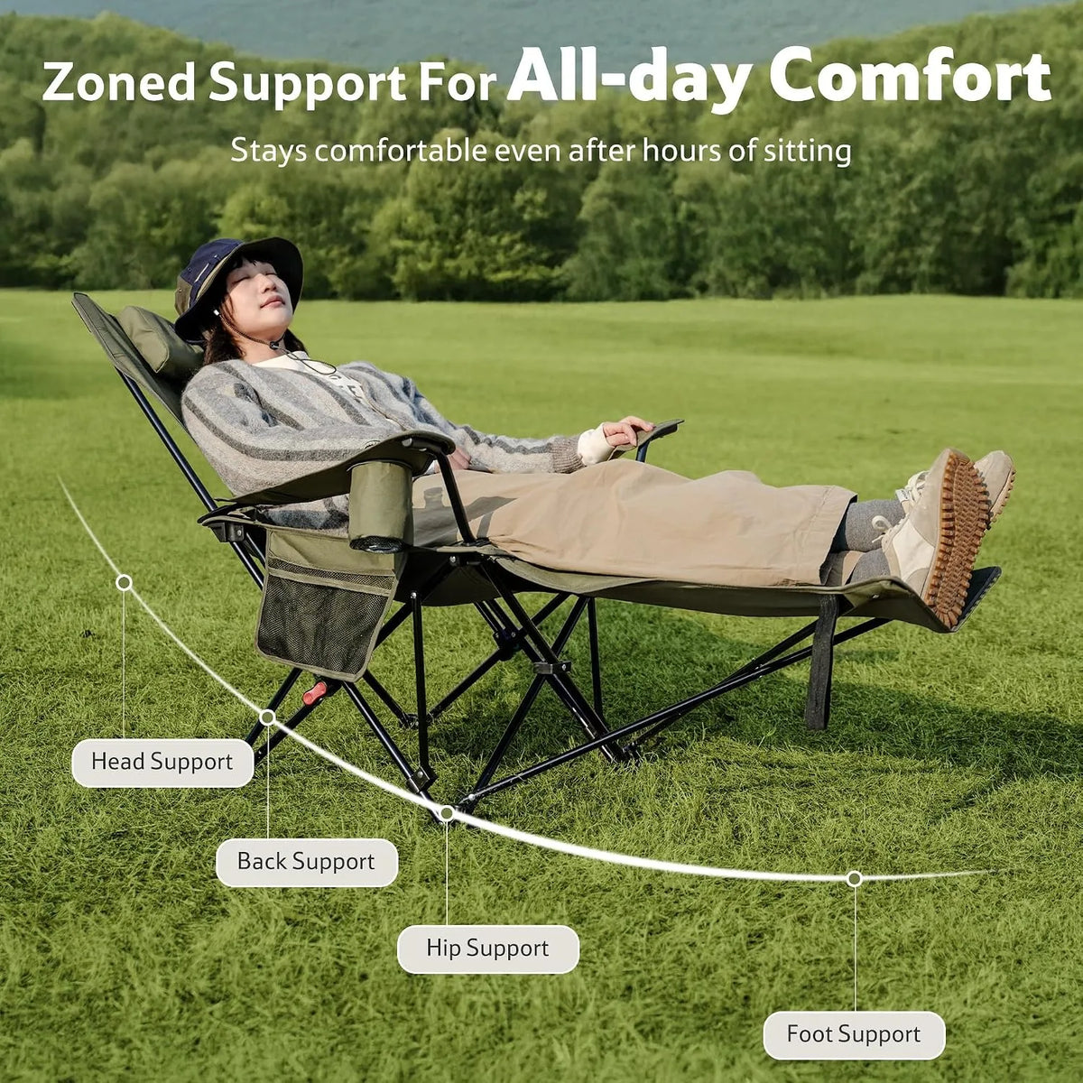 Naturehike 3 Position Adjustable Reclining Camping Chair With Footrest