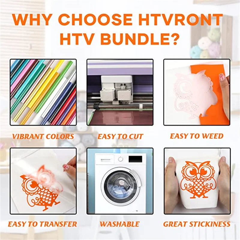 HTVRONT Heat Transfer Vinyl Iron On For T Shirts Bundle