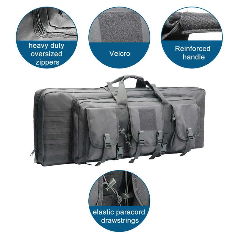 LQARMY Tactical Double Rifle Case Molle Hunting Gear Bag