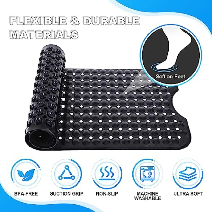Non Slip Bathtub Shower Mat With Suction Cups Drain Holes