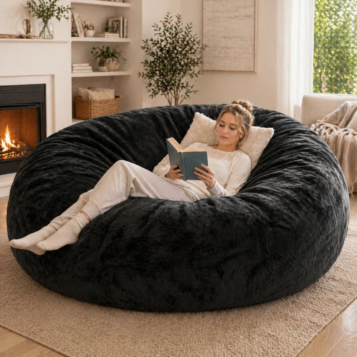 Adult Memory Foam Bean Bag Chair With Soft Washable Cover