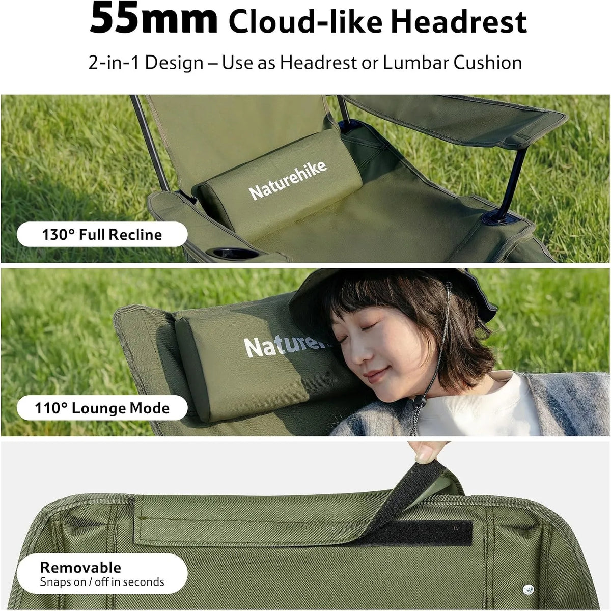 Naturehike 3 Position Adjustable Reclining Camping Chair With Footrest