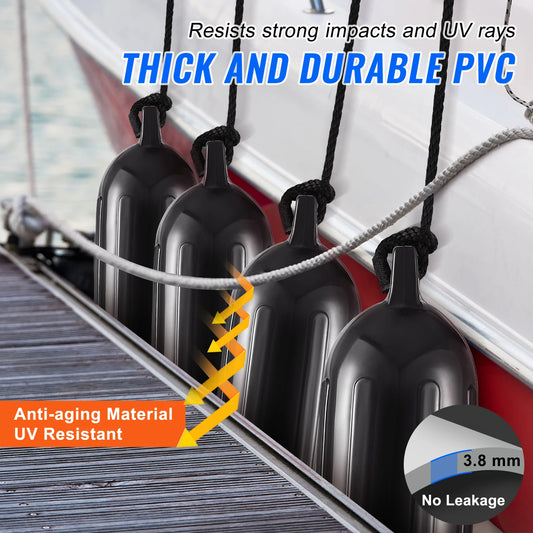 SucceBuy Inflatable Ribbed Boat Dock Fender With Pump And Ropes