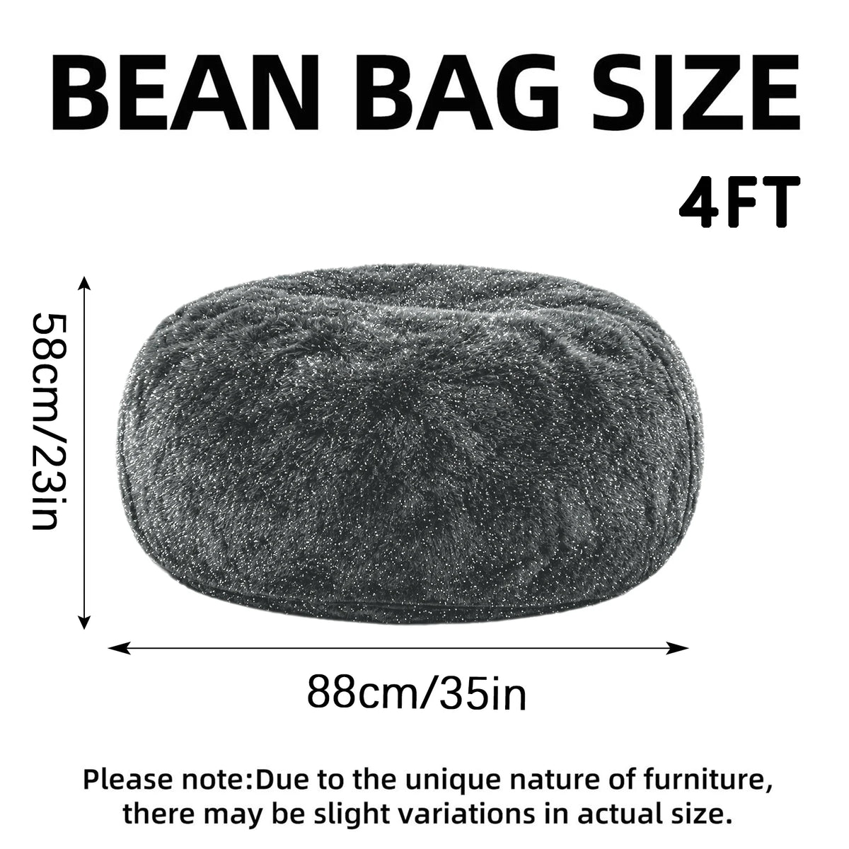 Sparkle Faux Fur Bean Bag Chair Plush Cozy Lounge Seat