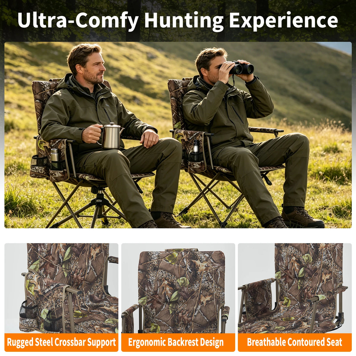 Hosslly Heavy Duty 360 Swivel Folding Camping Dining Chair