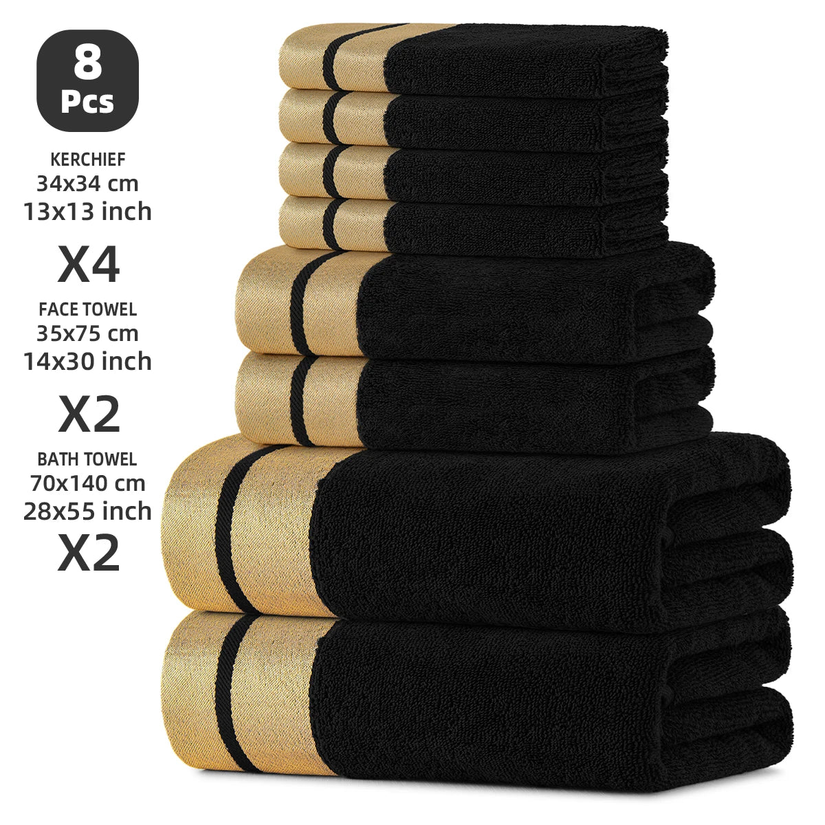 Luxury Cotton Bath Towel Set Soft Absorbent Everyday Towels