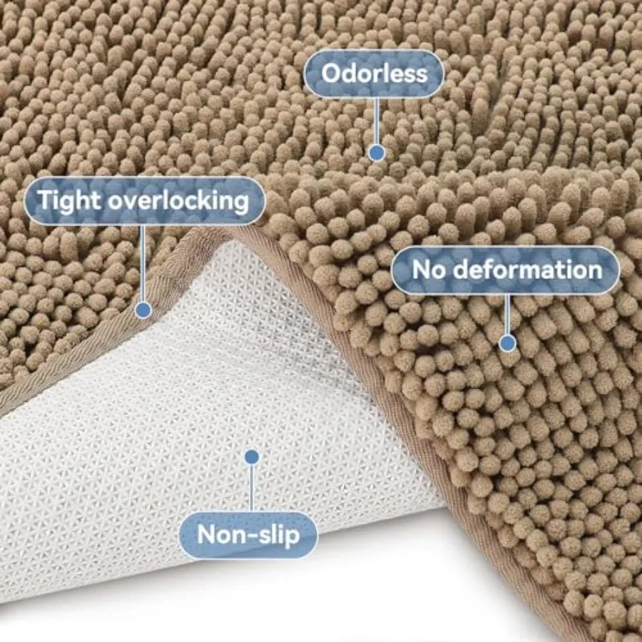 Non Slip Bathroom Mat With Absorbent Quick Drying Rubber Backing