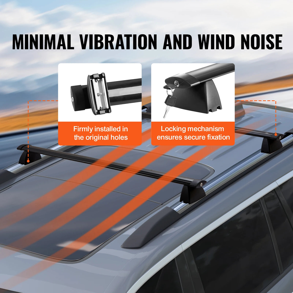 SucceBuy Aluminum Roof Rack Cross Bars With Integrated Locks