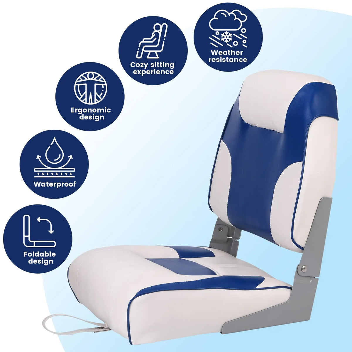 Universal Fold Down Fishing Boat Seat With Cushioned Backrest