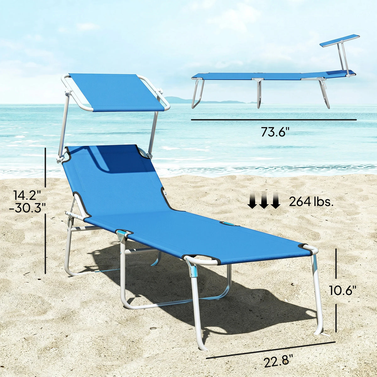 Outsunny Portable Adjustable Outdoor Chaise Lounger