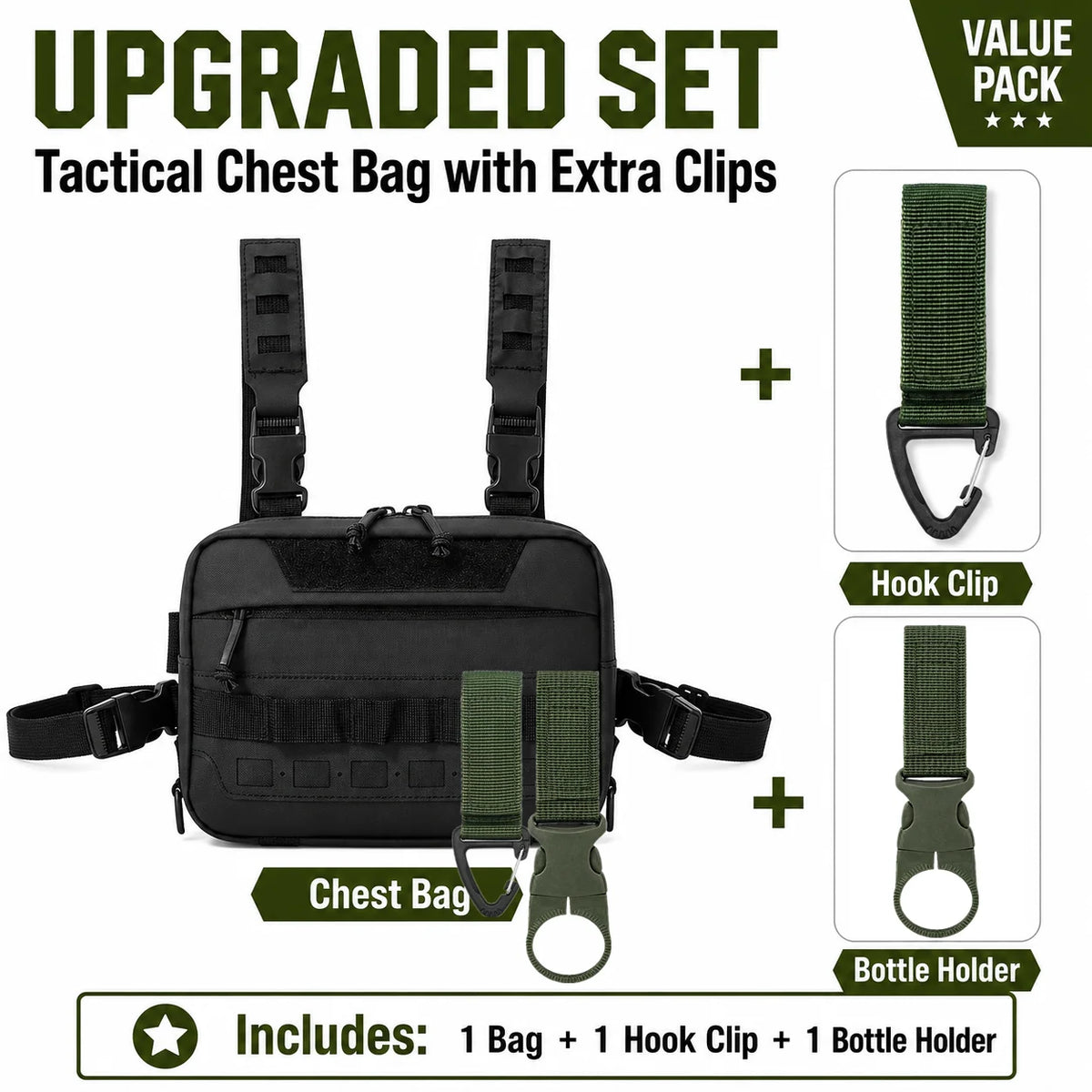 Tactical Nylon Molle Chest Pack Hiking Camping EDC Vest