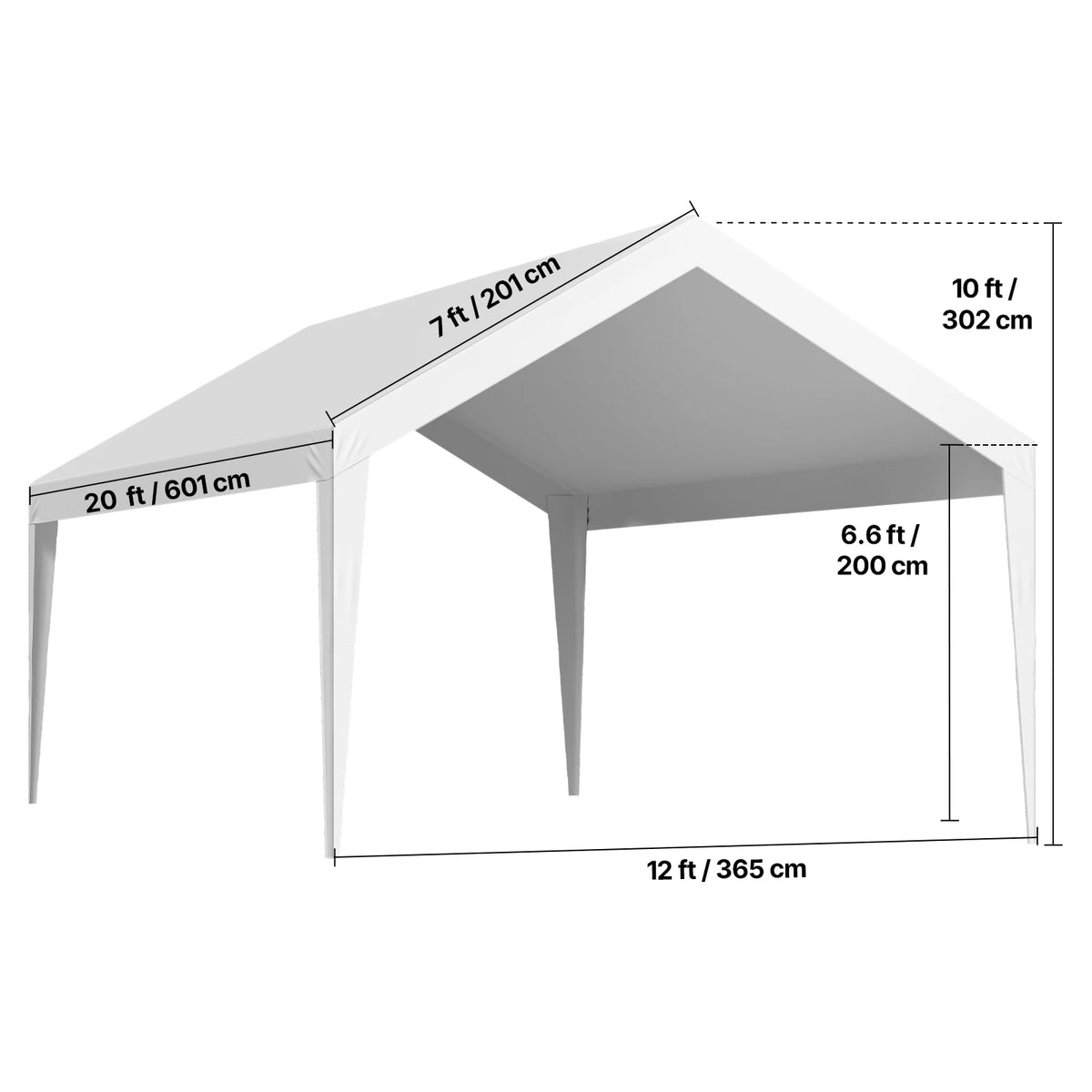 SucceBuy Heavy Duty Waterproof Carport Replacement Shelter Cover