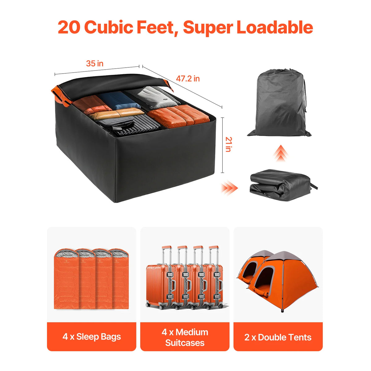 SucceBuy Waterproof Rooftop Cargo Carrier Bag for Travel