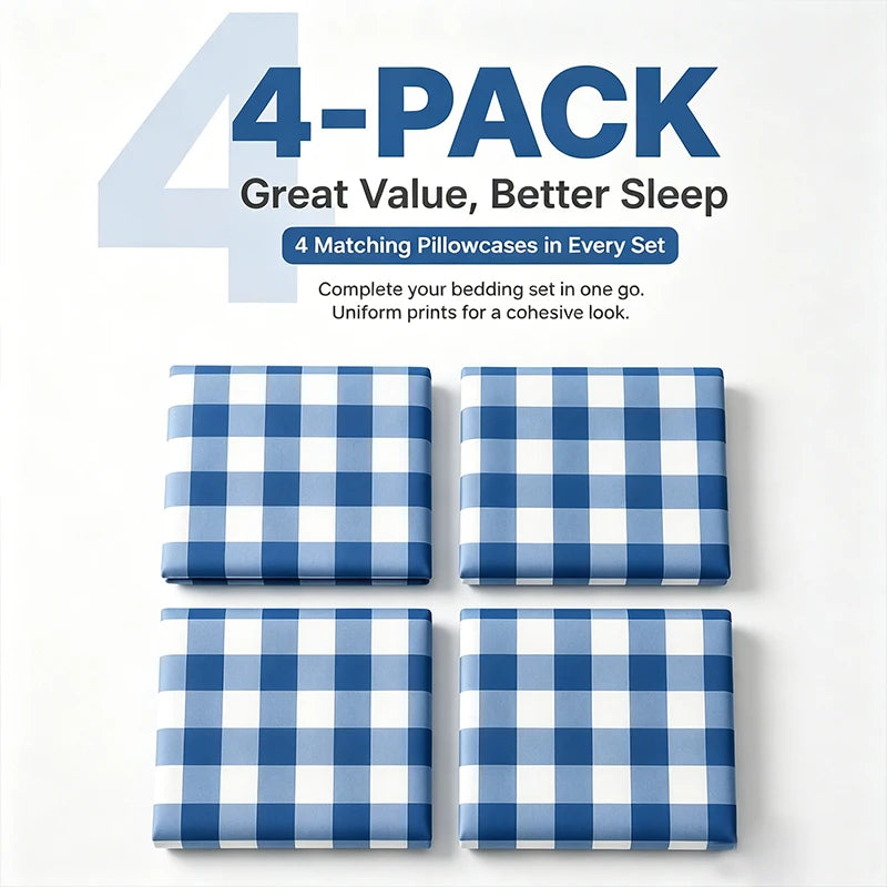 Easyum 4 Piece Printed Polyester Pillow Protector Set
