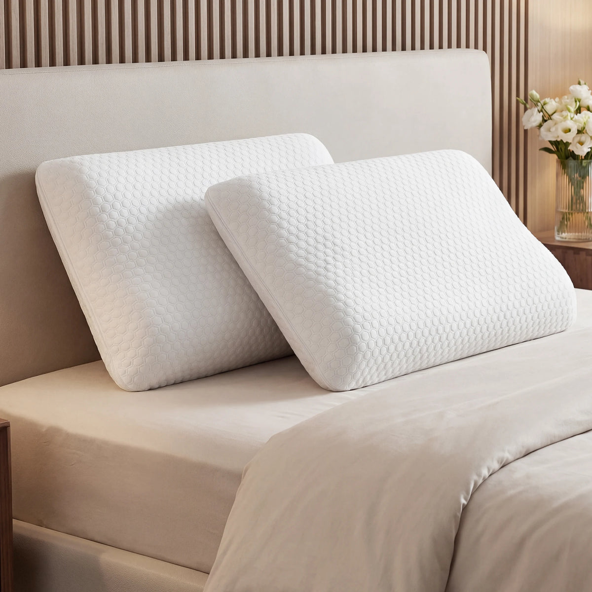 JHK Memory Foam Cooling Pillow With Washable Cover For Comfort