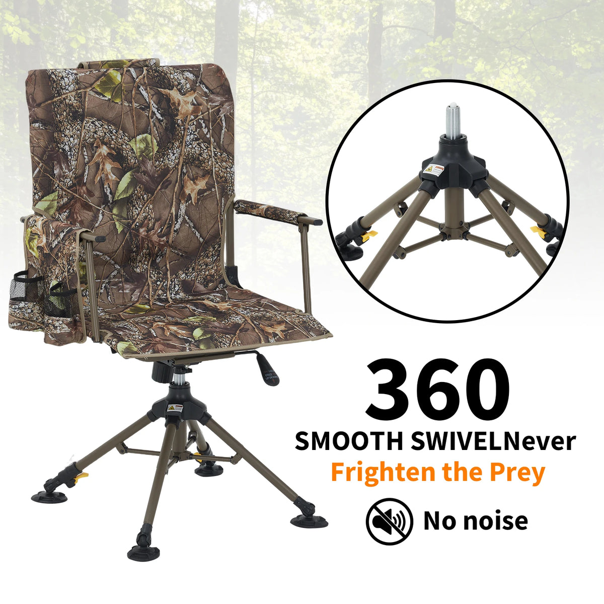Hosslly Heavy Duty 360 Swivel Folding Camping Dining Chair