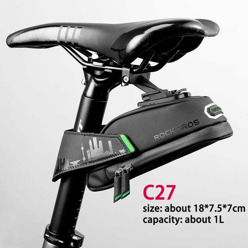 Rockbros Waterproof Bicycle Saddle Bag Shockproof Reflective Seat Pouch