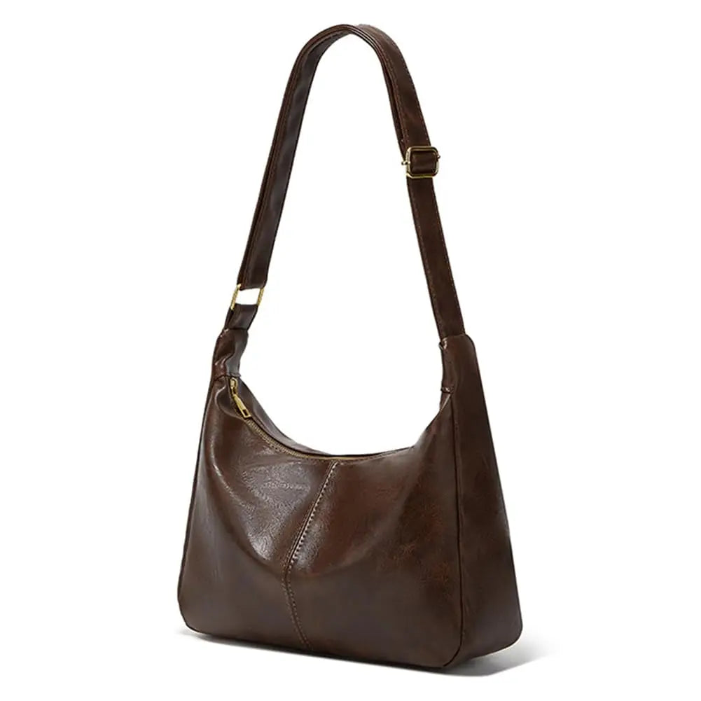 Womens Soft Vegan Leather Shoulder Handbag With Zipper Closure