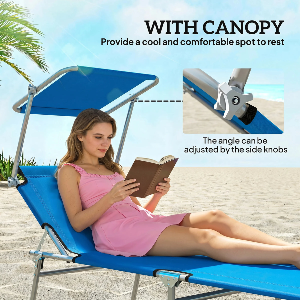 Outsunny Portable Adjustable Outdoor Chaise Lounger
