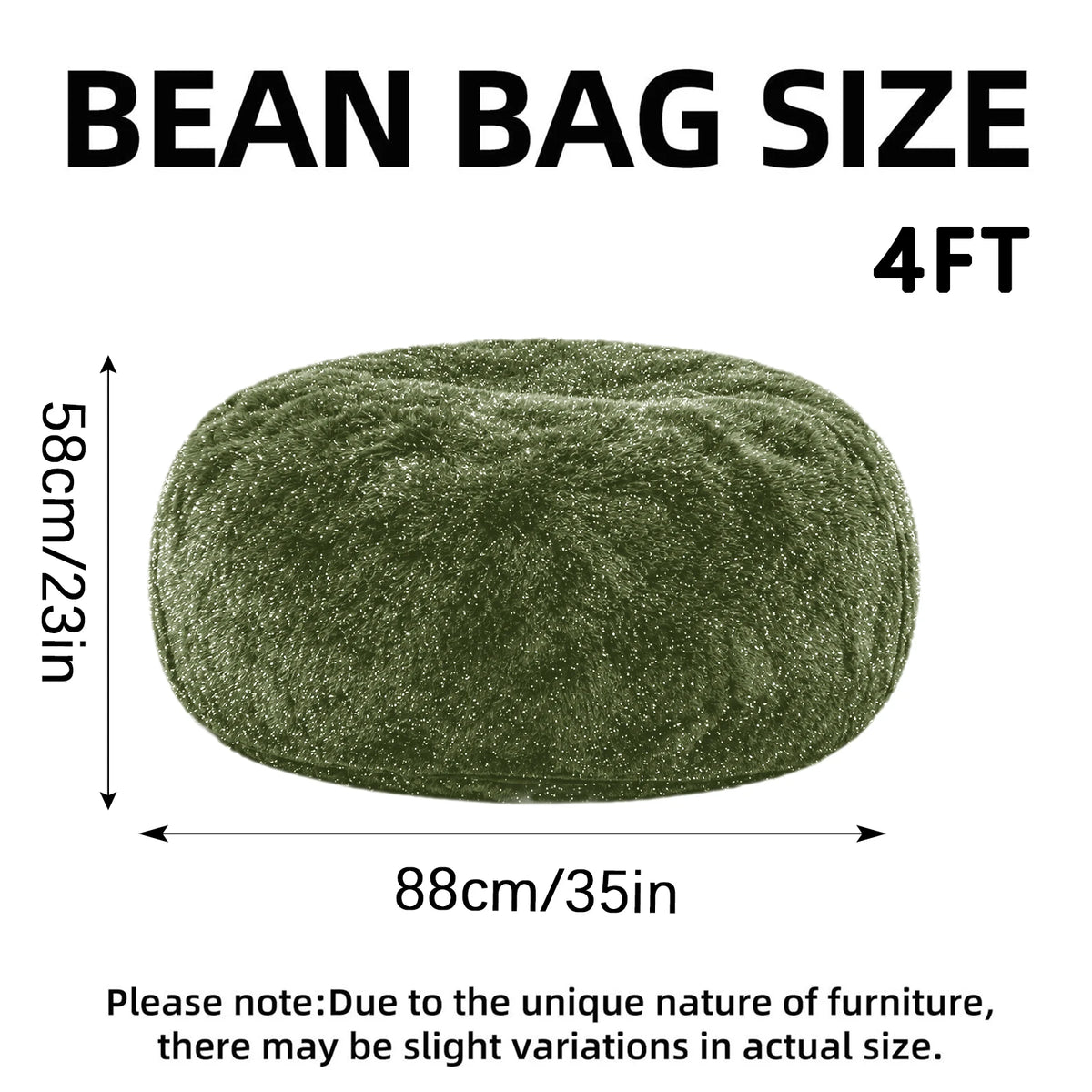 Sparkle Faux Fur Bean Bag Chair Plush Cozy Lounge Seat