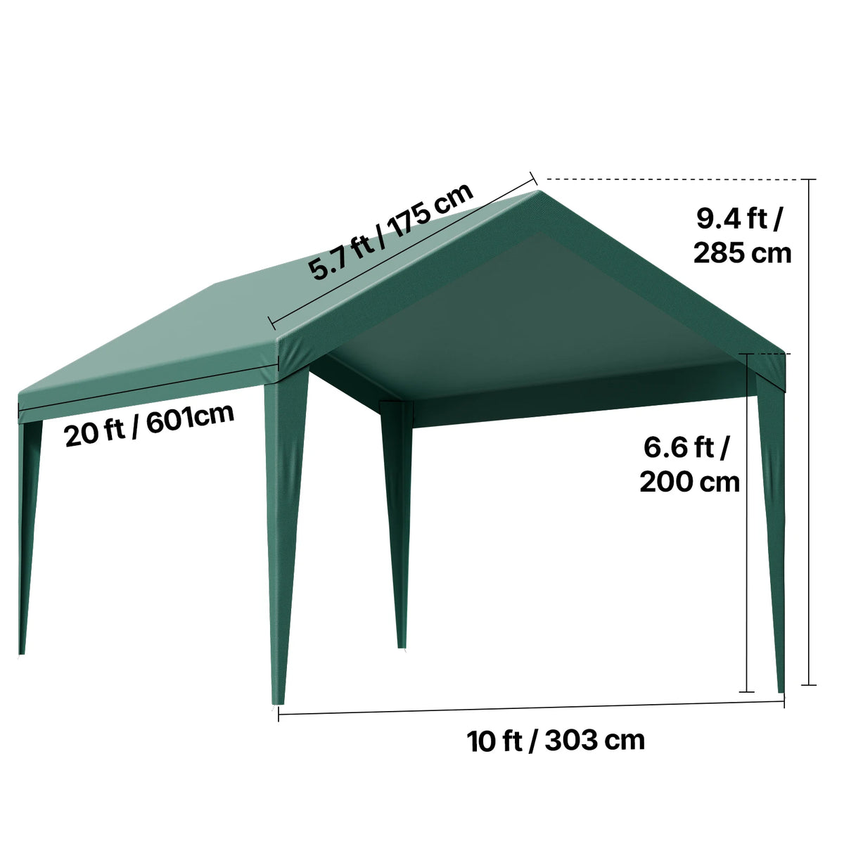 SucceBuy Heavy Duty Waterproof Carport Replacement Shelter Cover