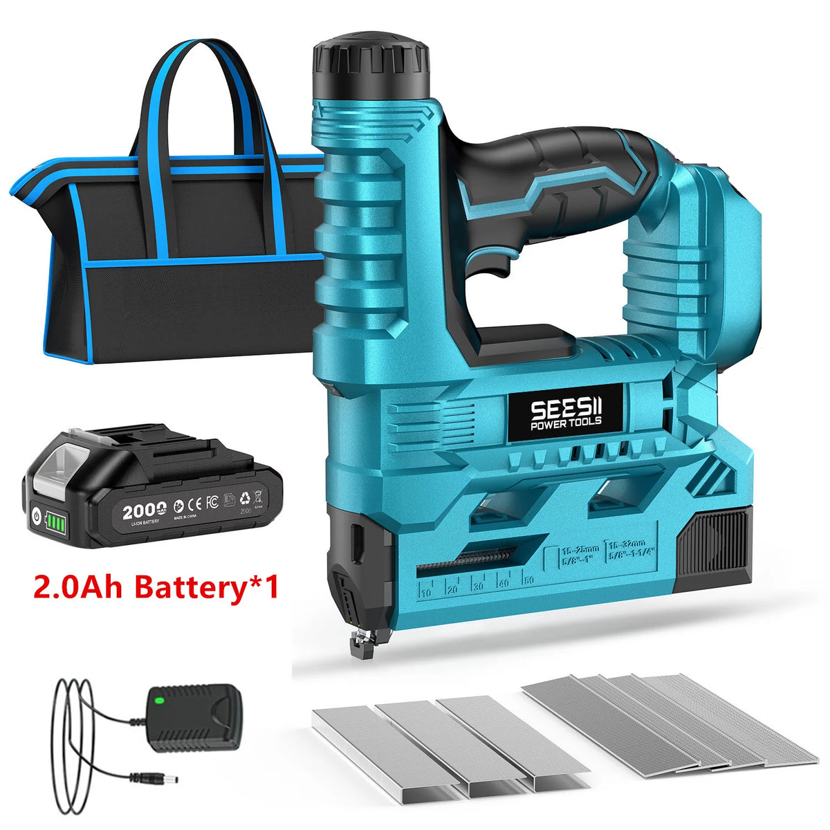Seesii Cordless Brad Nail Gun With Two Lithium Batteries