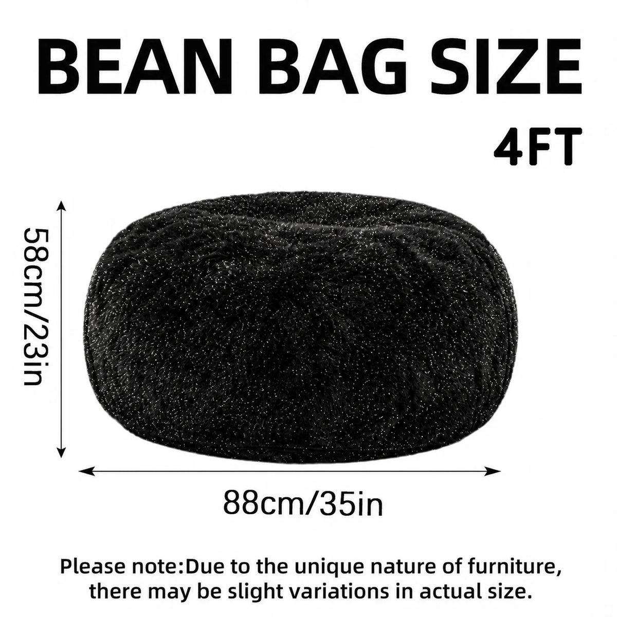 Sparkle Faux Fur Bean Bag Chair Plush Cozy Lounge Seat