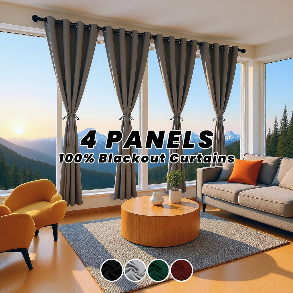 Privacy Blackout Curtains Thermal Noise Reducing With Static Cling