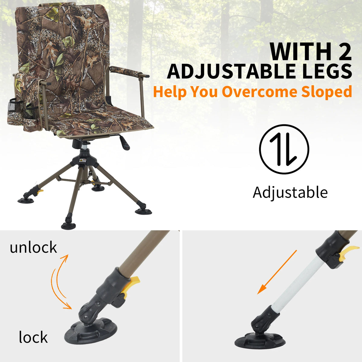 Hosslly Heavy Duty 360 Swivel Folding Camping Dining Chair