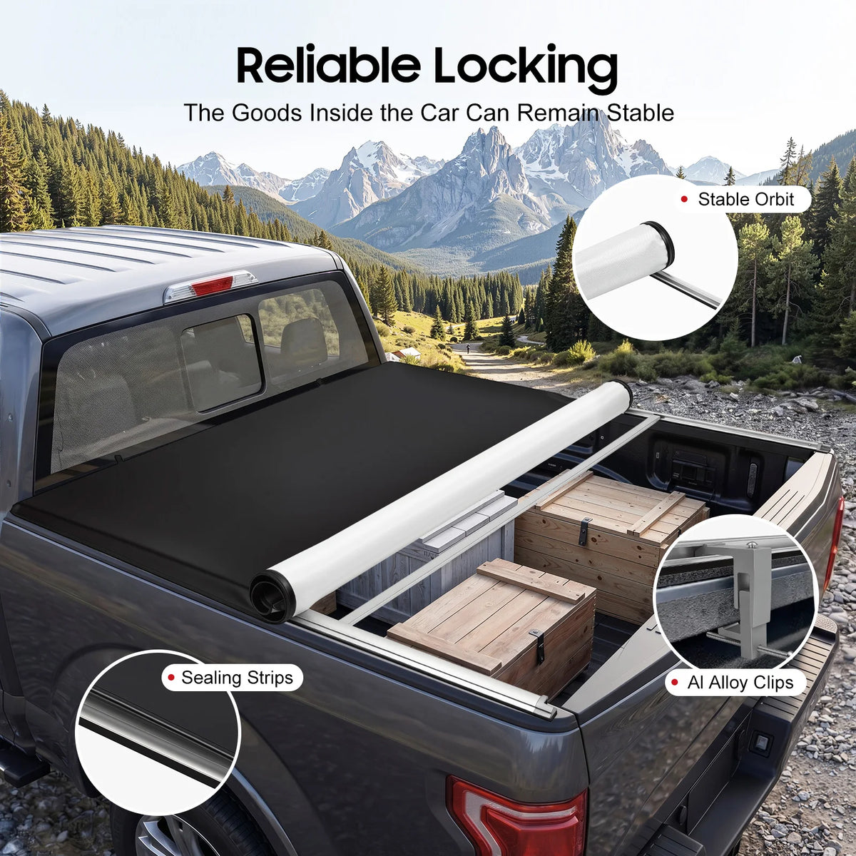 Bymaocar Soft Roll Up Truck Bed Heavy Duty Tonneau Cover