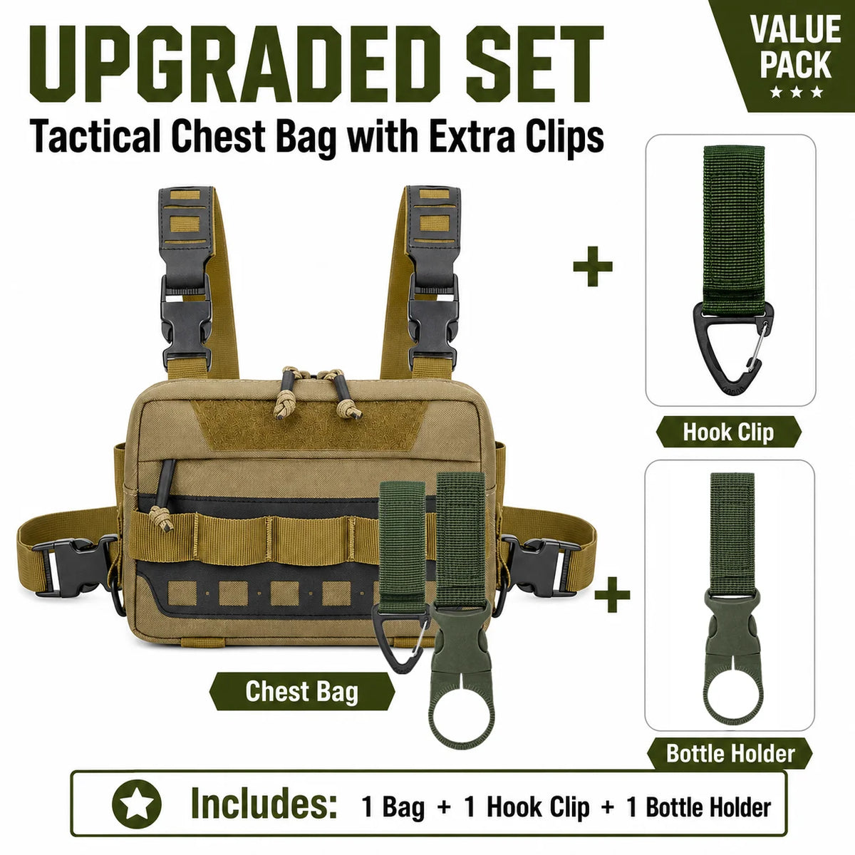 Tactical Nylon Molle Chest Pack Hiking Camping EDC Vest