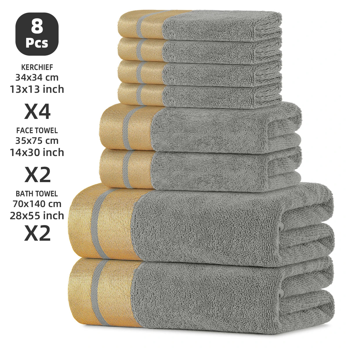 Luxury Cotton Bath Towel Set Soft Absorbent Everyday Towels