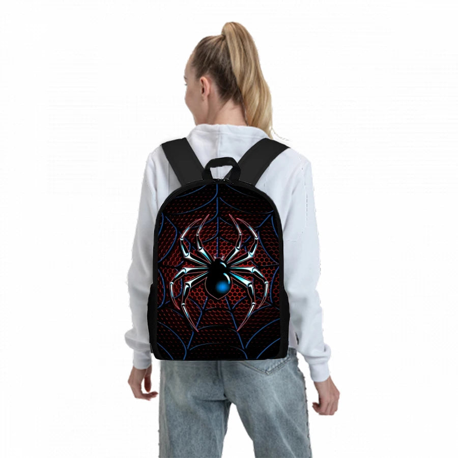 3D Cartoon Spider Pattern Three Piece School Backpack Set