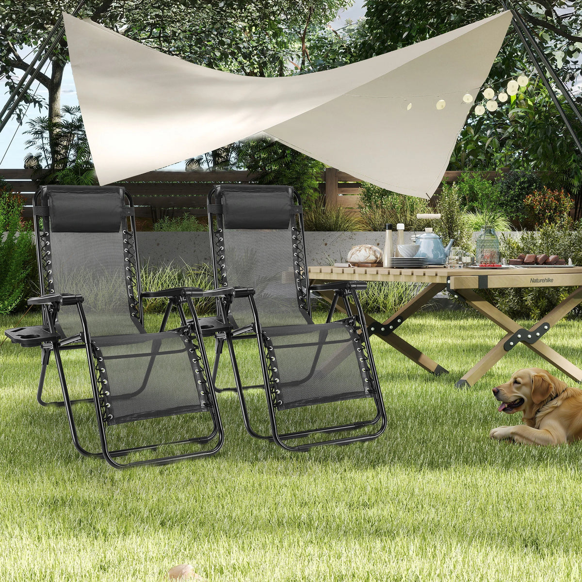 JHK Portable Zero Gravity Folding Recliner Set Of Two Outdoor