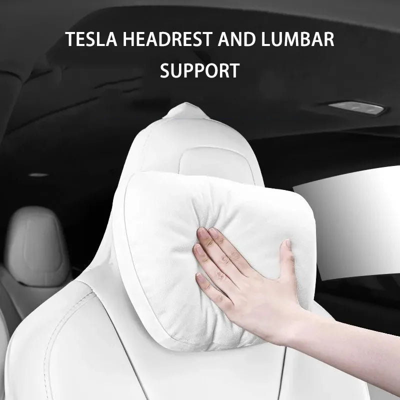 Tesla Model Y And 3 Plush Headrest And Lumbar Pillow
