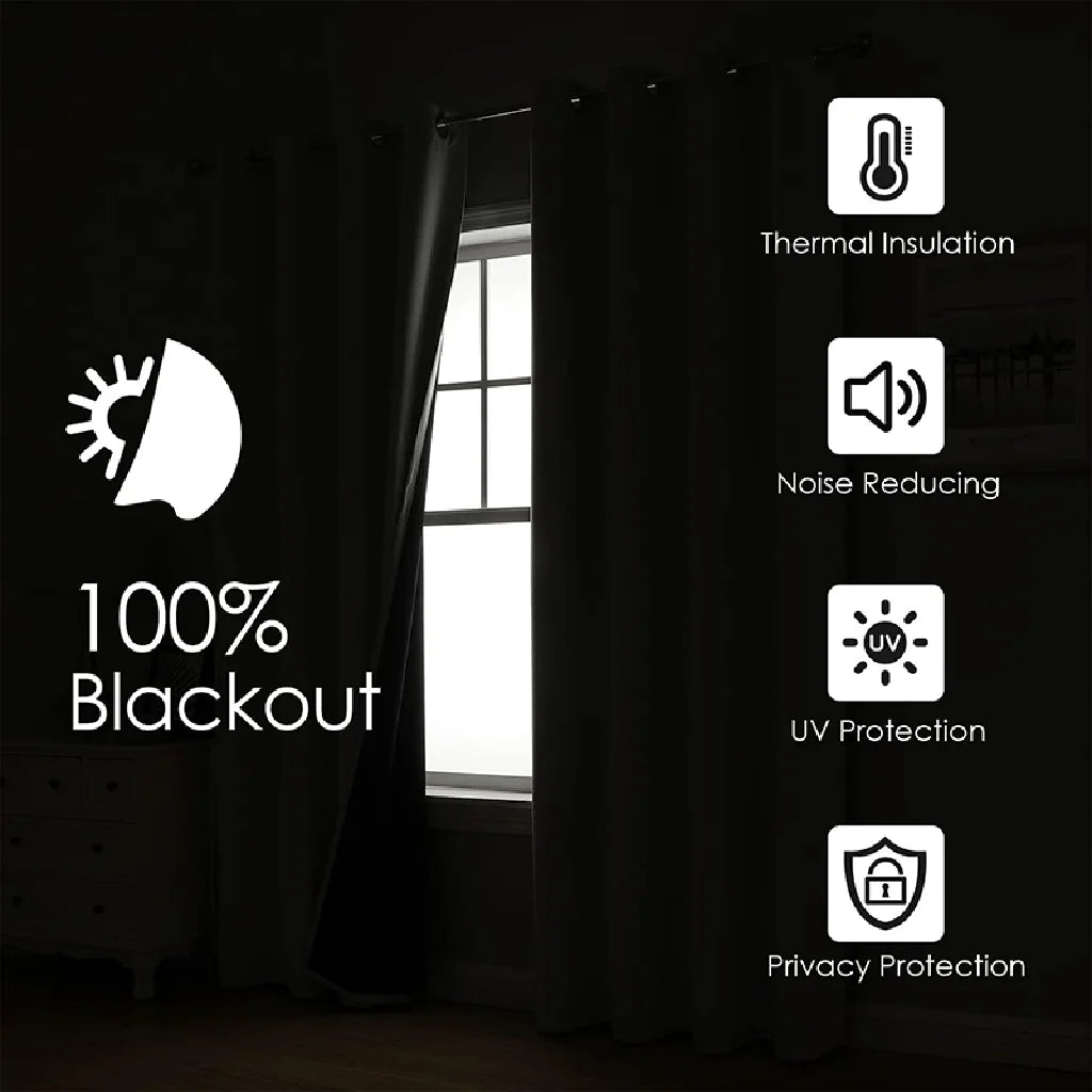 Privacy Blackout Curtains Thermal Noise Reducing With Static Cling