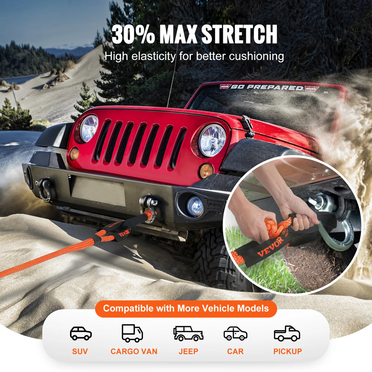 SucceBuy Nylon Towing Strap Off Road Rescue Recovery
